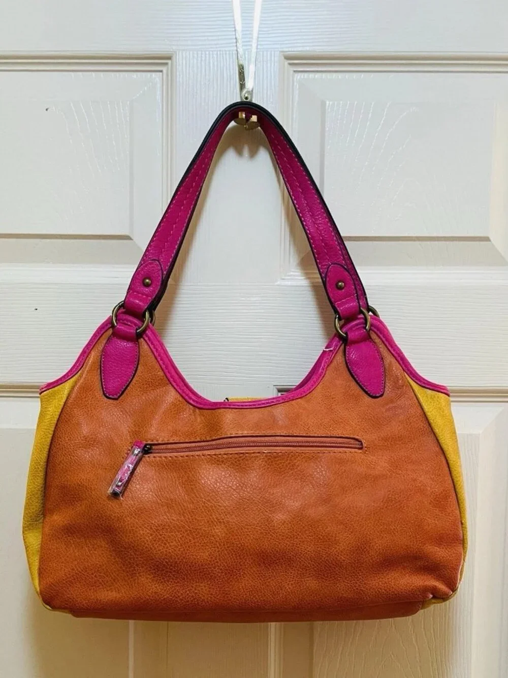 b.o.c. Orange, Pink & Yellow Leather Shoulder Bag
